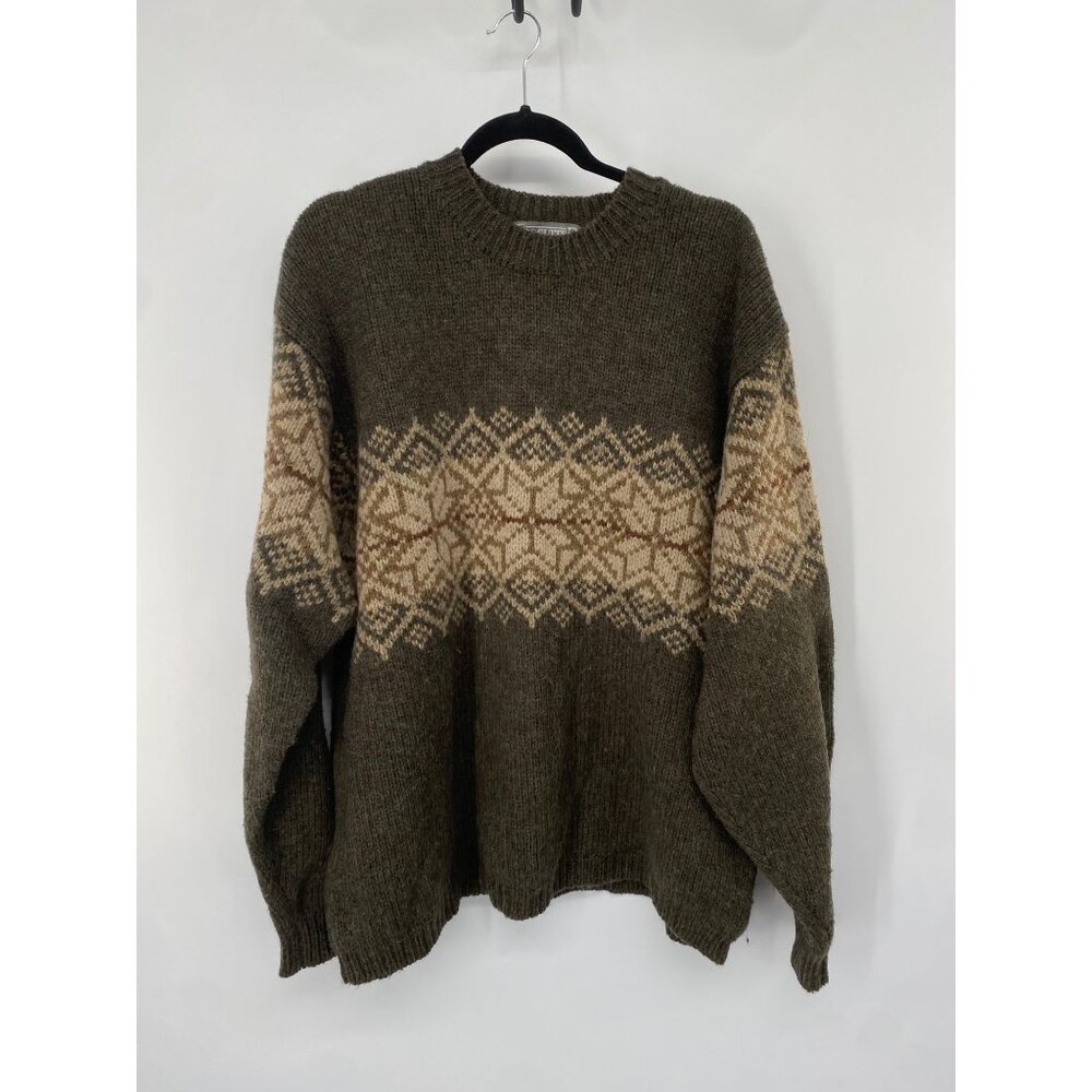 VINTAGE FOGCUTTER XL MENS LAMBSWOOL BLEND FAIR ISLE KNIT GRANDPA SWEATER